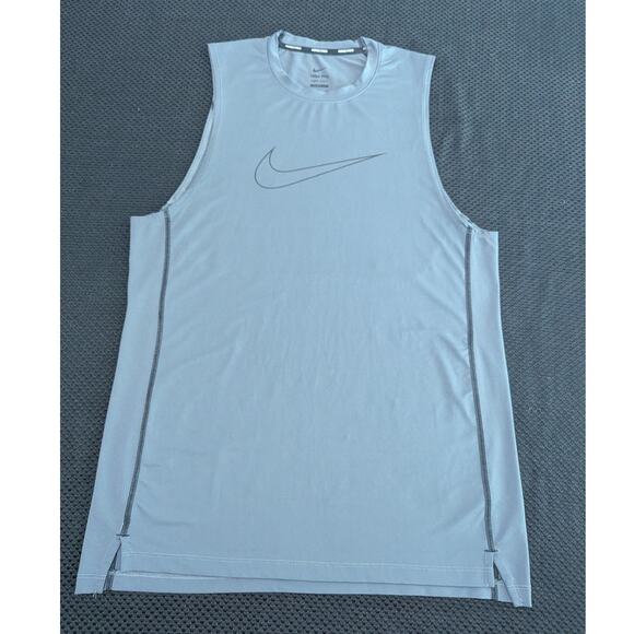 Nike Men’s Pro Dri Fit Running Training Mesh Slim Fit Large Grey Tank Top - Picture 1 of 7